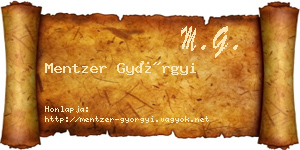 Mentzer Györgyi névjegykártya